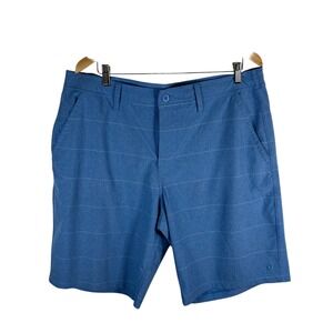 Hang‎ Ten Mens Hybrid Shorts Blue Striped Stretch Board Shorts Size 38 Beach